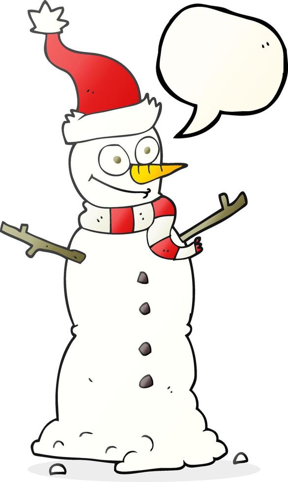 freehand drawn speech bubble cartoon snowman vector