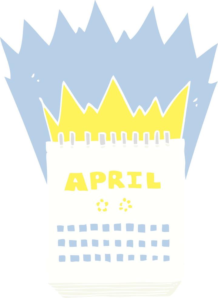 flat color illustration of calendar showing month of April vector