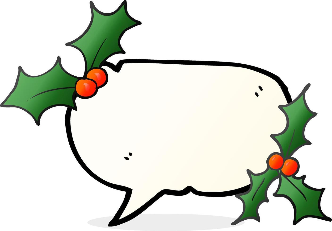 freehand drawn speech bubble cartoon christmas holly vector