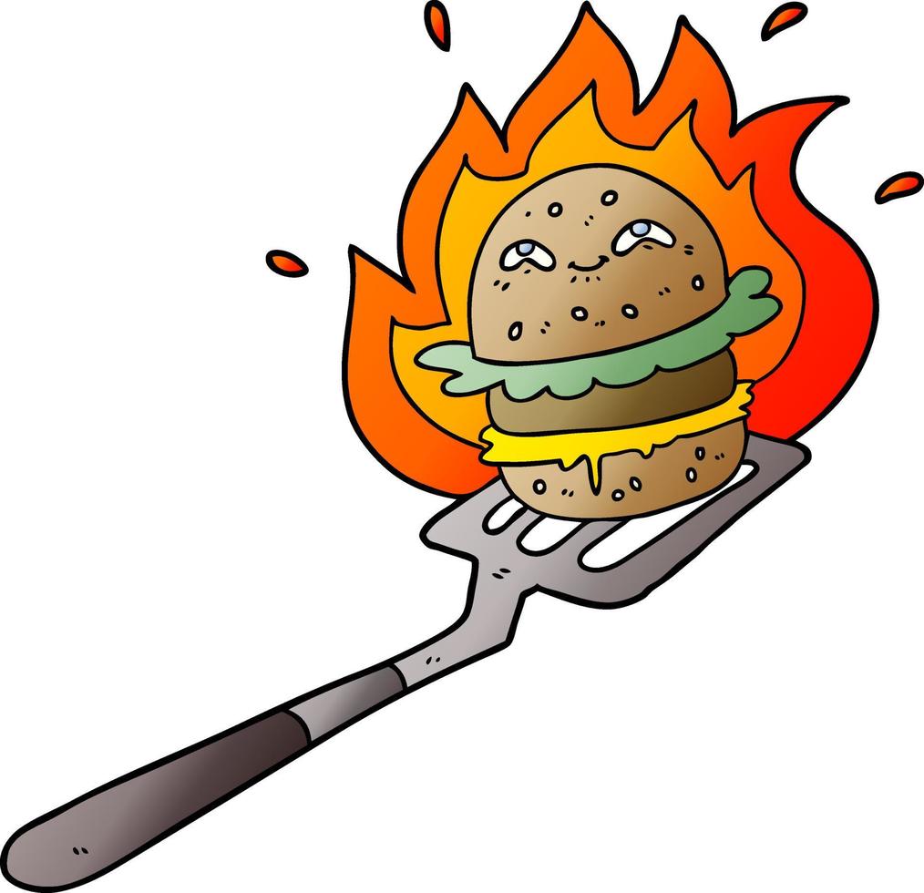 cartoon burger cooking vector