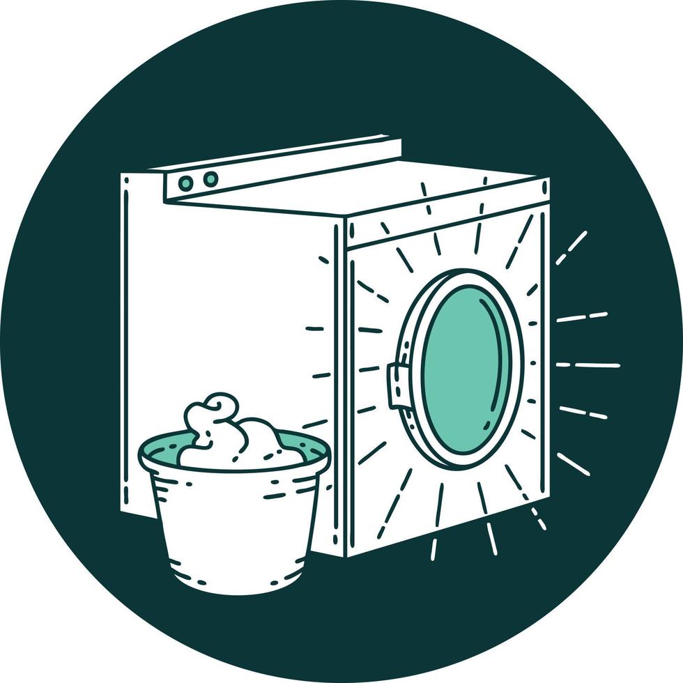 icon of a tattoo style washing machine vector