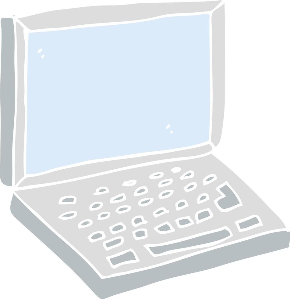 flat color illustration of laptop computer vector