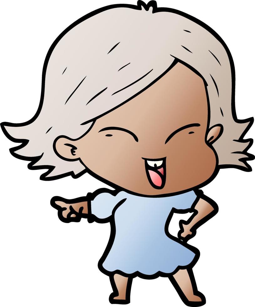 happy cartoon girl vector