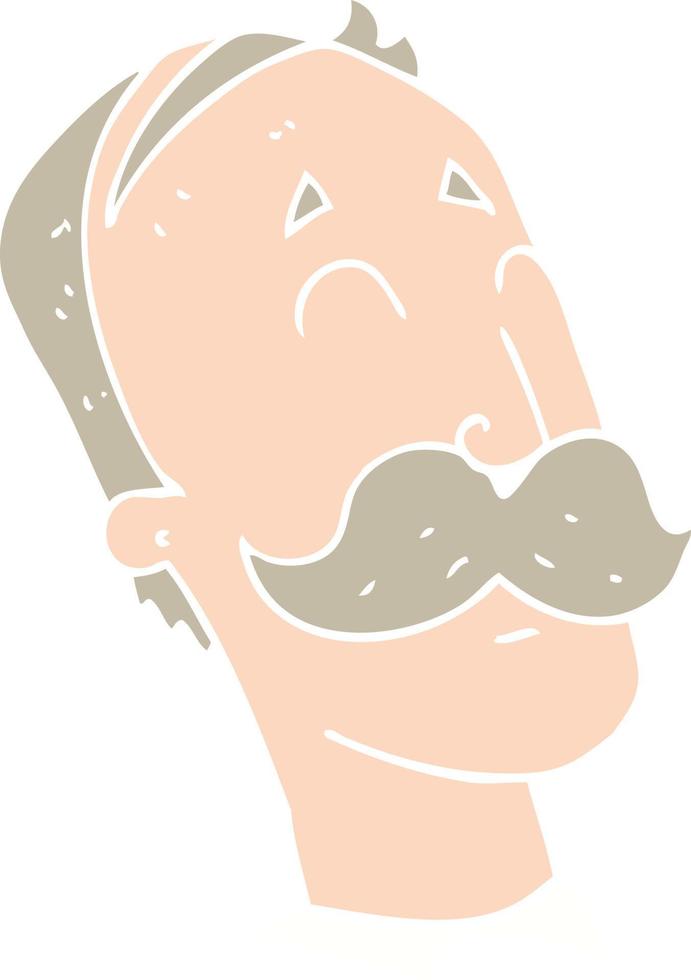 flat color illustration of ageing man with mustache vector