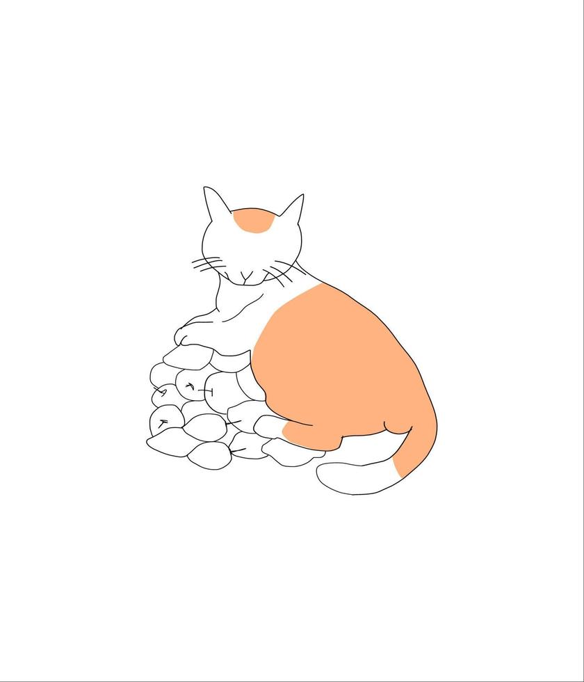 cat on top of lemons vector