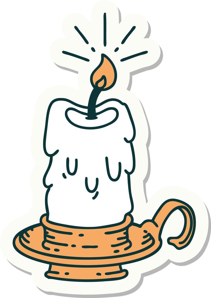 sticker of a tattoo style spooky melting candle vector