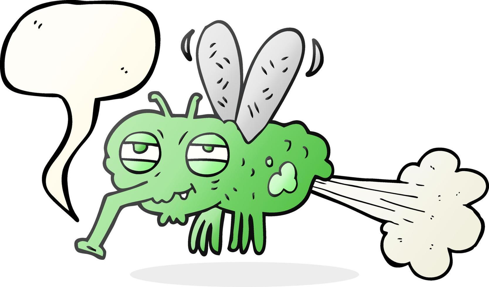 freehand drawn speech bubble cartoon gross farting fly vector