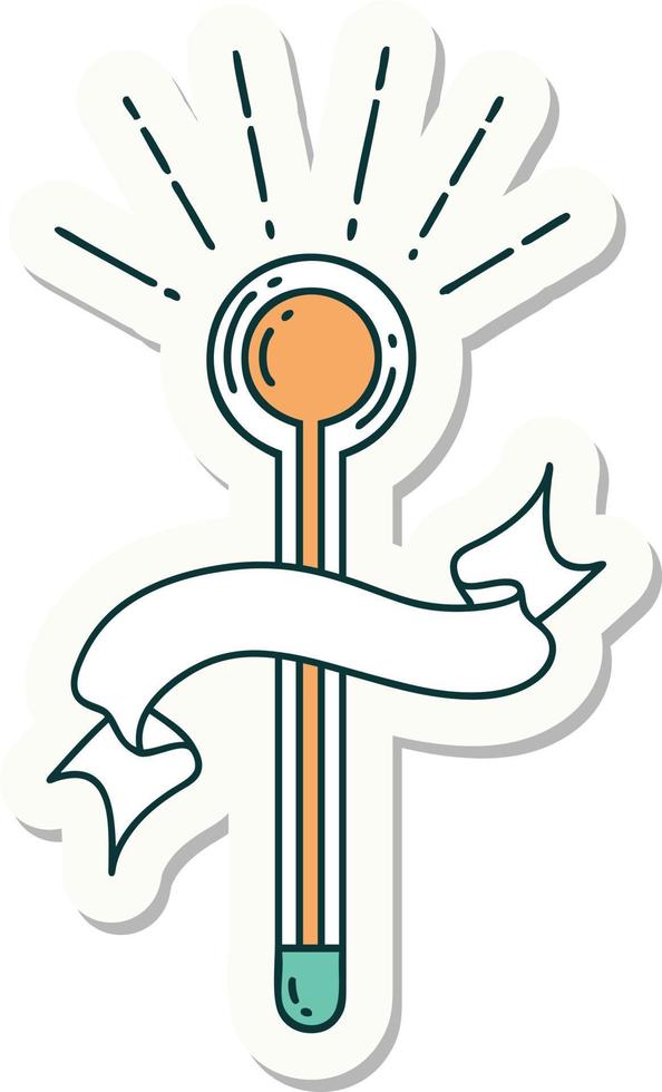 sticker of a tattoo style glass thermometer vector