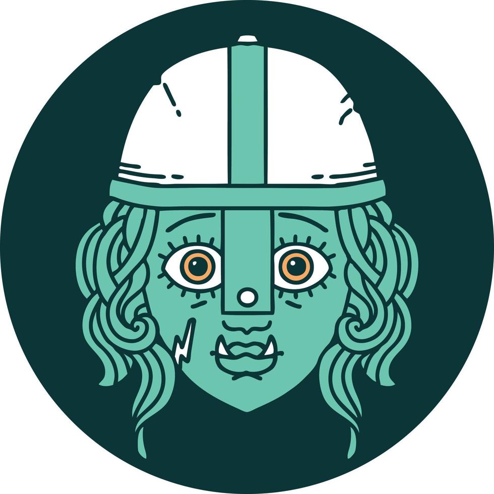 icon of orc fighter character face vector