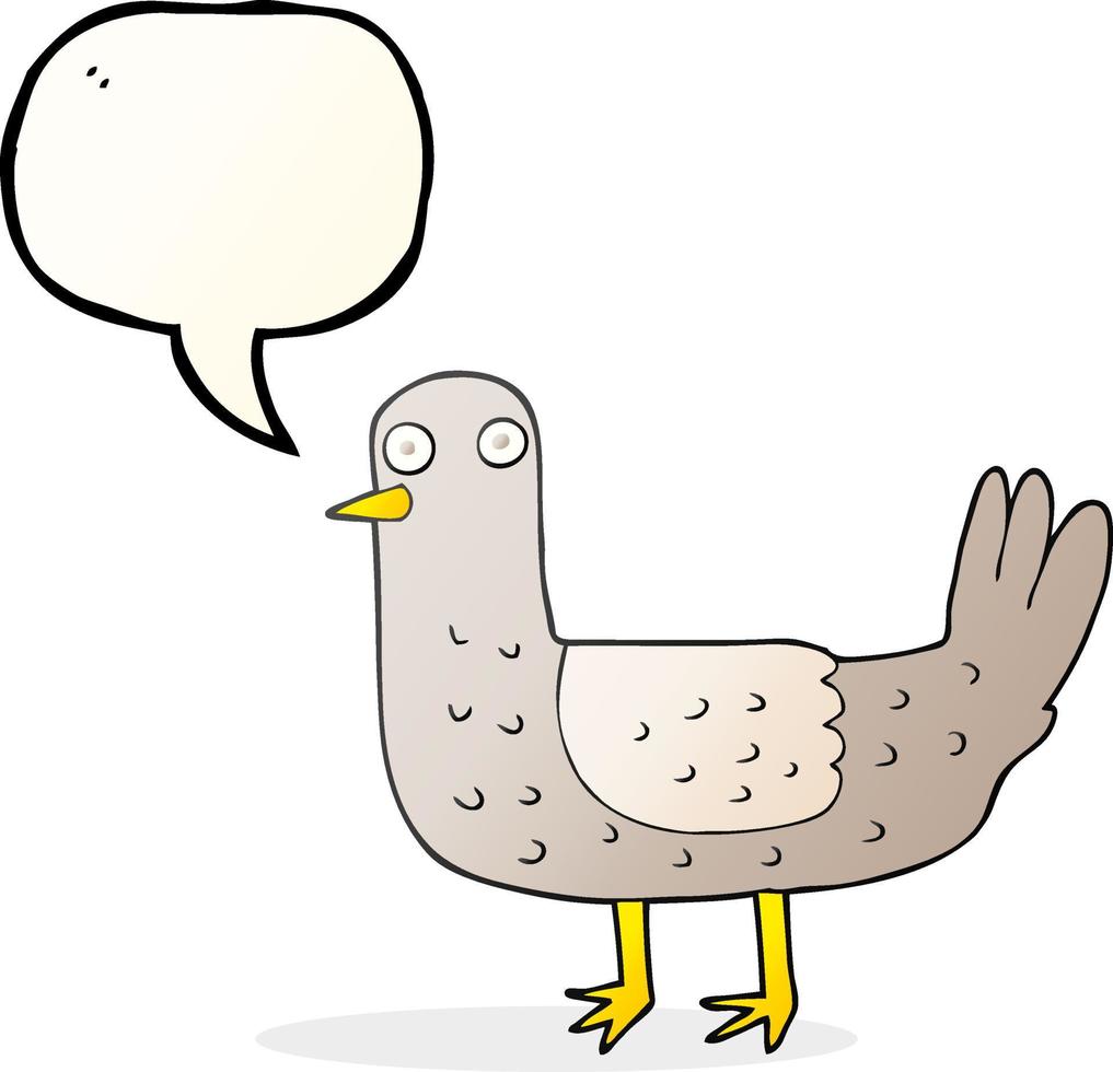 freehand drawn speech bubble cartoon bird vector