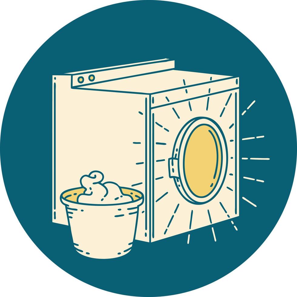 icon of a tattoo style washing machine vector