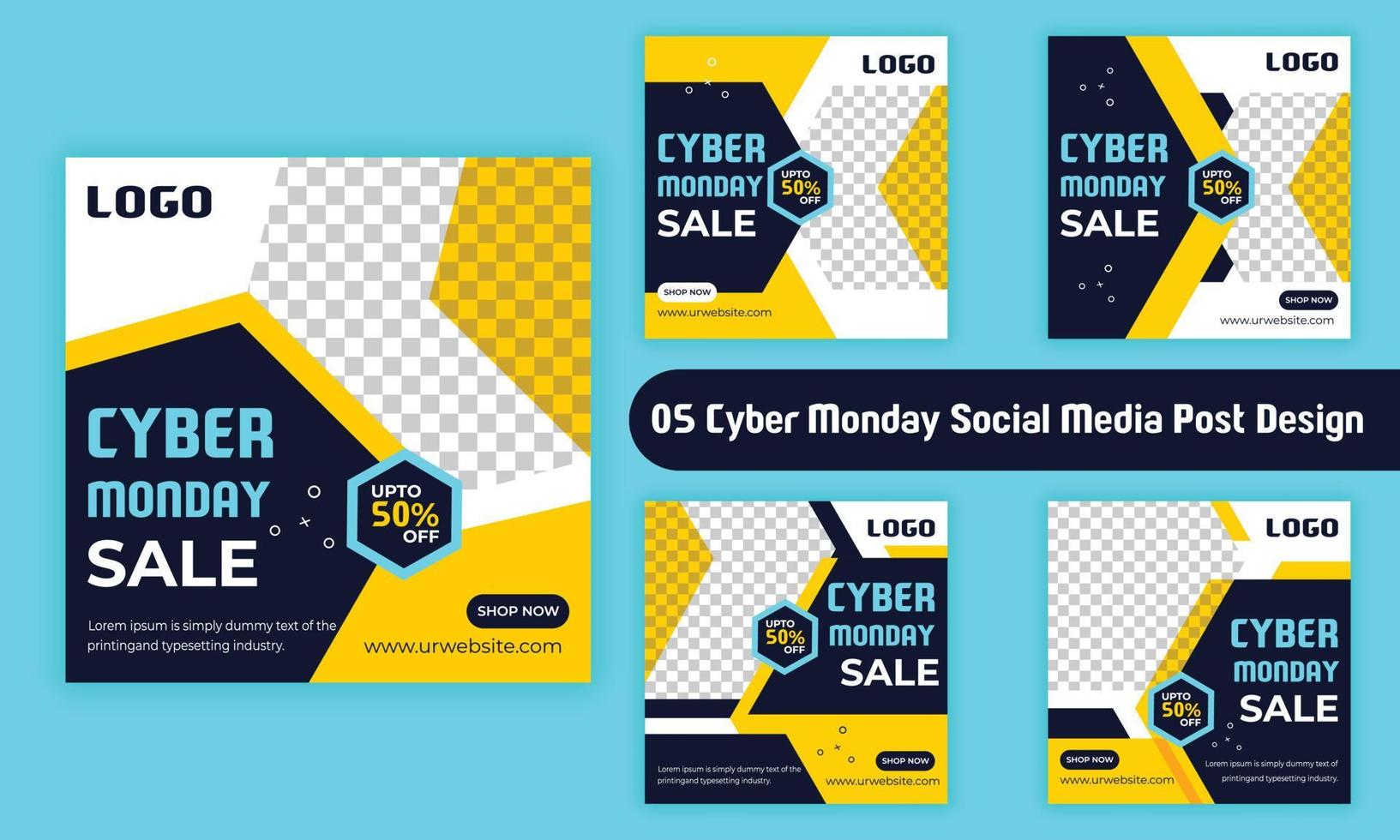 Cyber Monday Sale pack. Social media post templates pack for business promotion on Cyber Monday. Offer social media banner bundle. vector