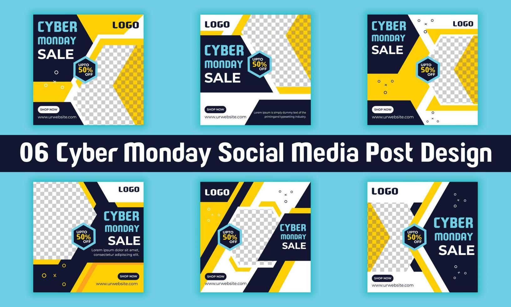 Cyber Monday Sale pack. Social media post templates pack for business promotion on Cyber Monday. Offer social media banner bundle. vector