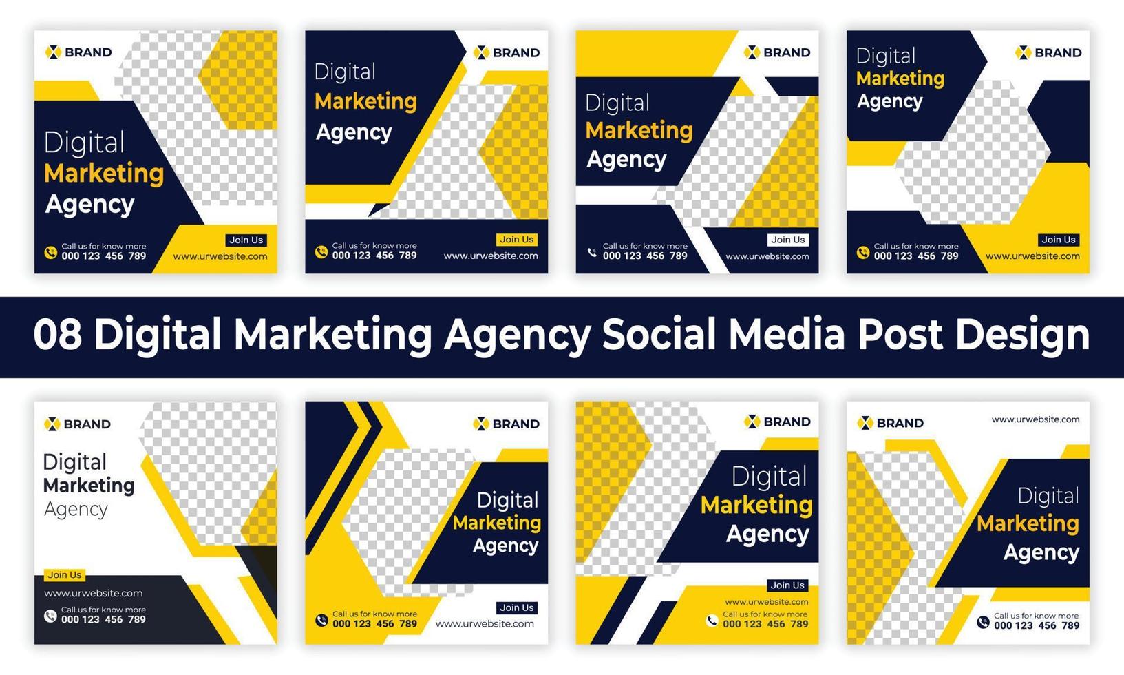 Degital Marketing Agency Social Media Post Template pack vector