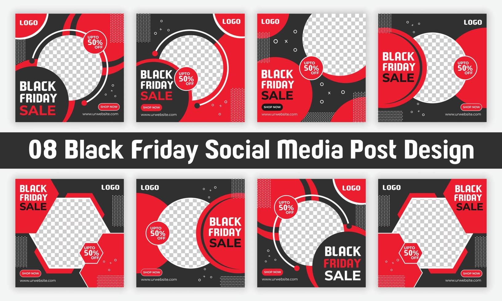 Social media post banner template pack for Black Friday festival. Fashion sales social media post, web ads banner, Promotional ads design. vector