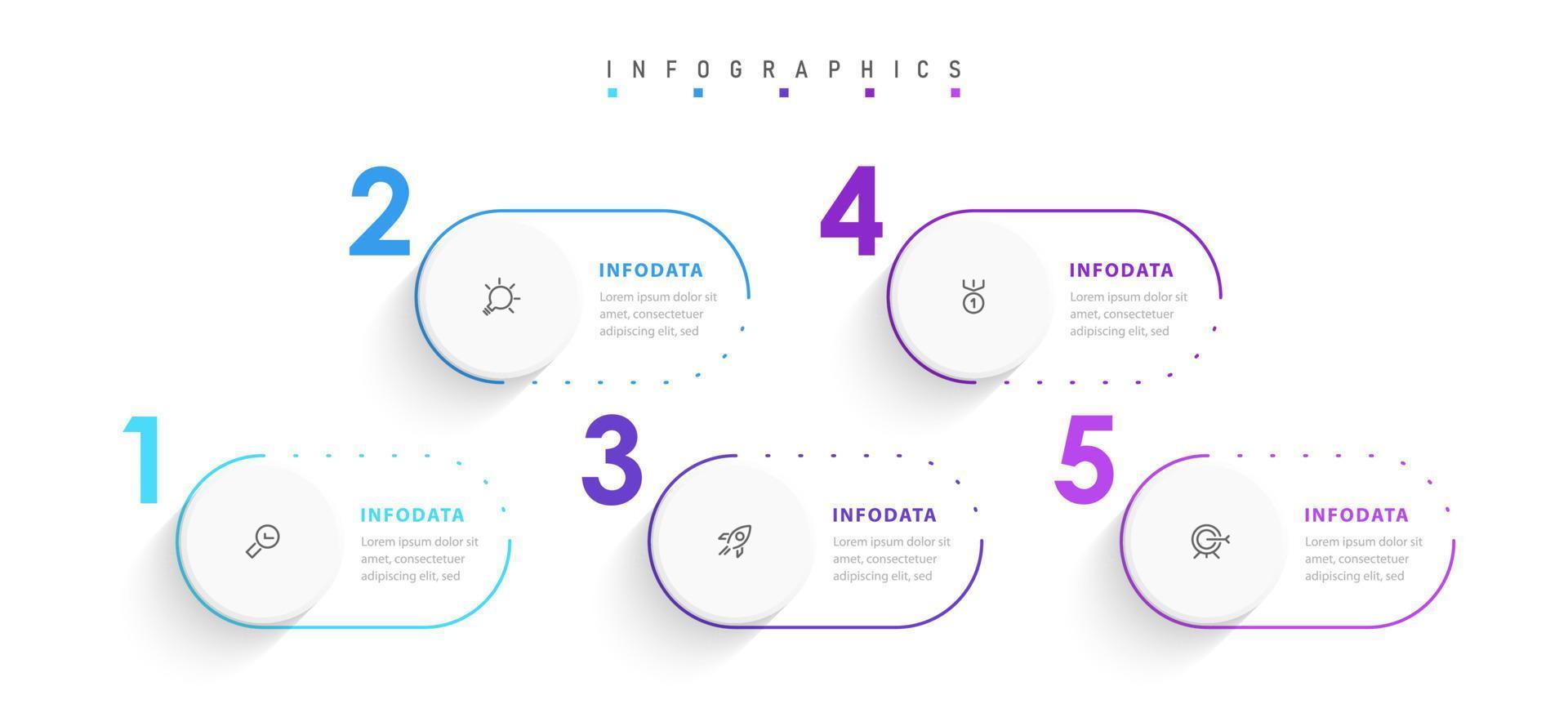 Vector Infographic label design template with icons and 5 options or steps. Can be used for process diagram, presentations, workflow layout, banner, flow chart, info graph.