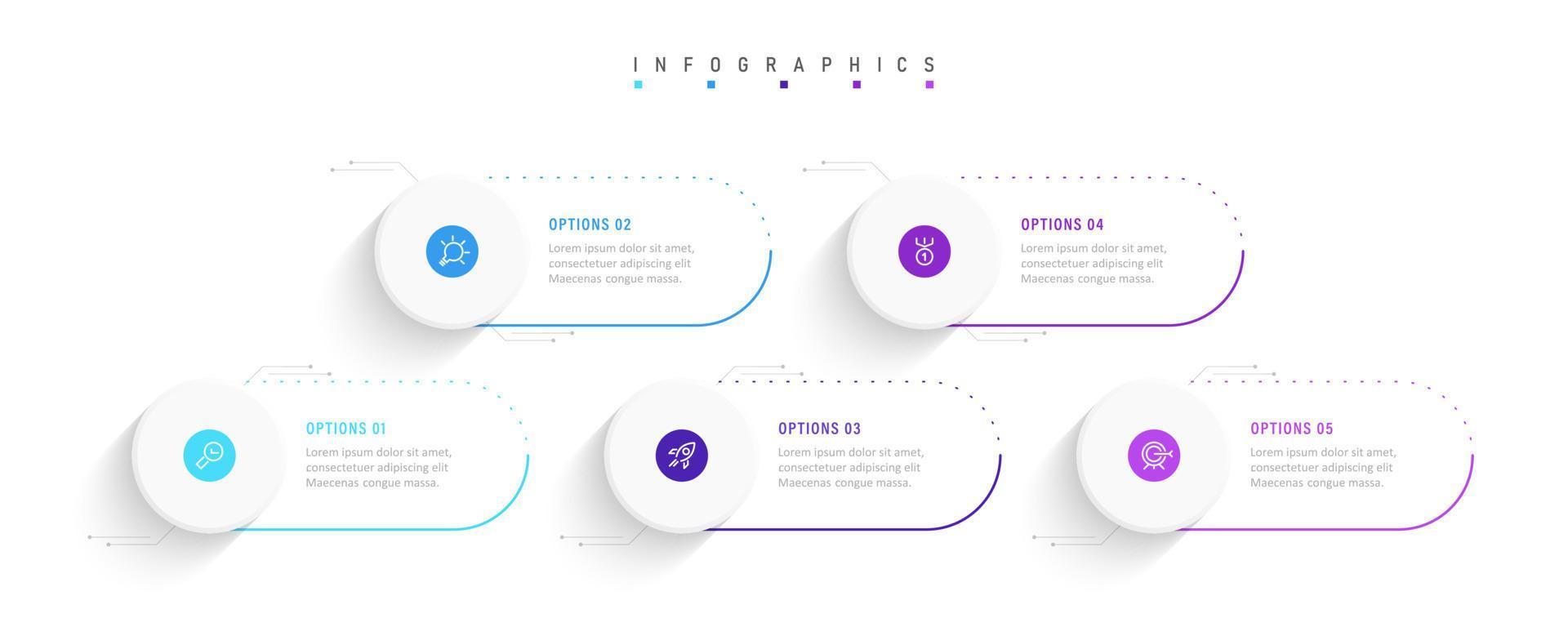 Vector Infographic label design template with icons and 5 options or steps. Can be used for process diagram, presentations, workflow layout, banner, flow chart, info graph.
