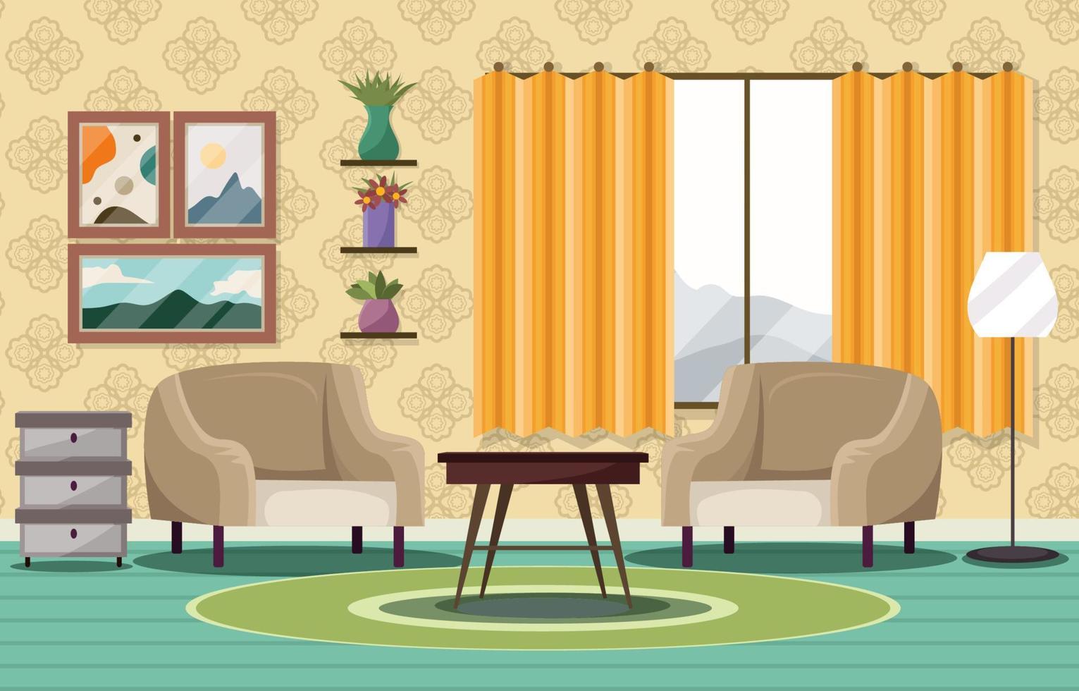 Retro Living Room Background vector