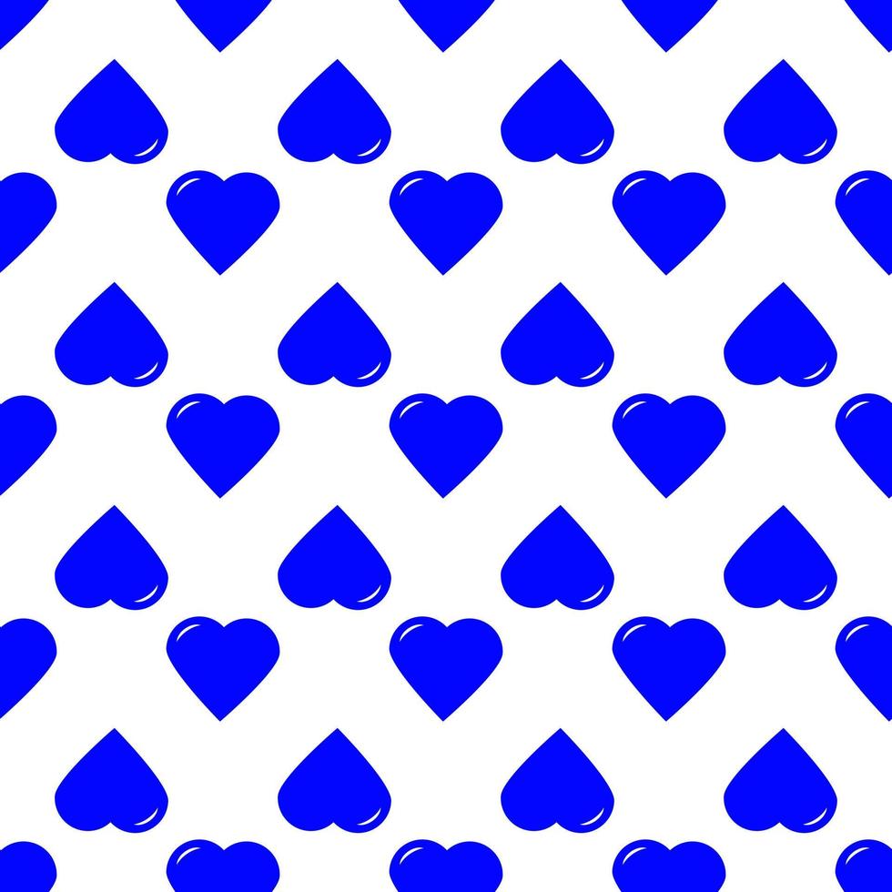 Seamless pattern of staggered blue hearts on a white background. vector