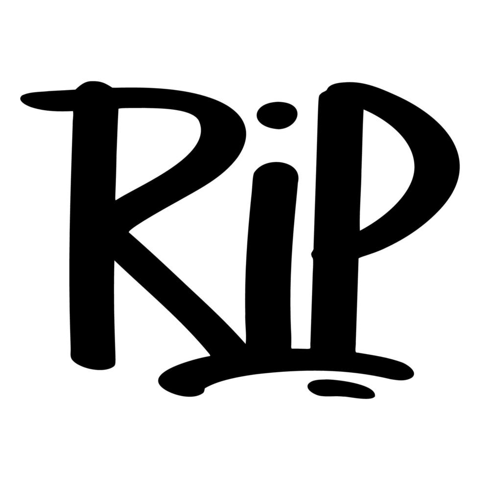 RIP handwritten text. Rest in peace abbreviation. Vector design lettering for passed away.