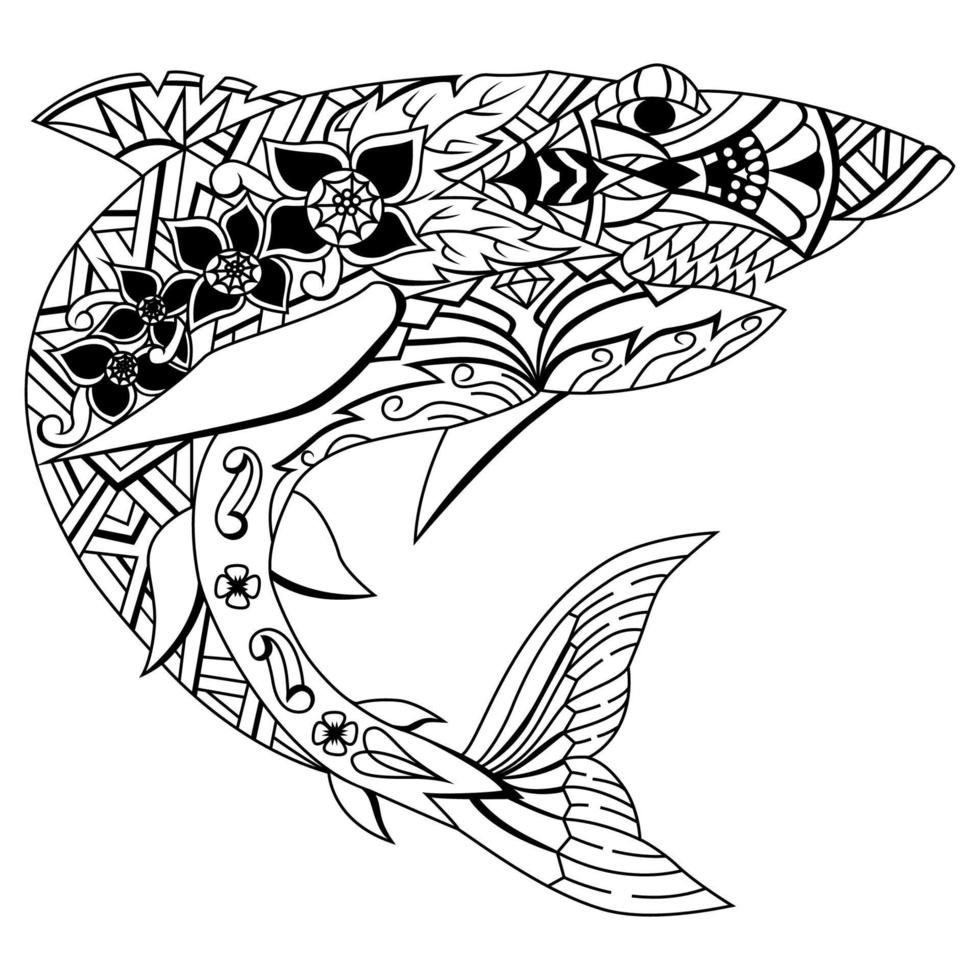 Shark line art vector