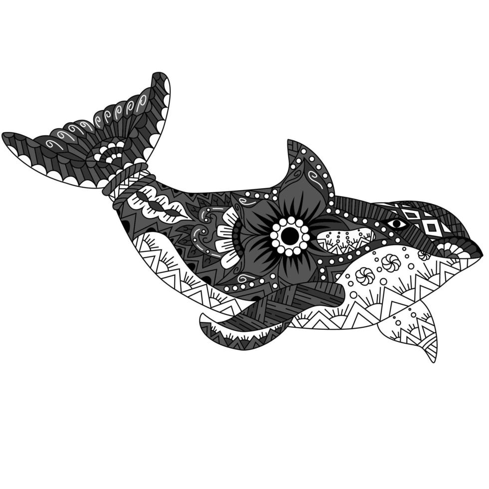 Killer whale line art vector