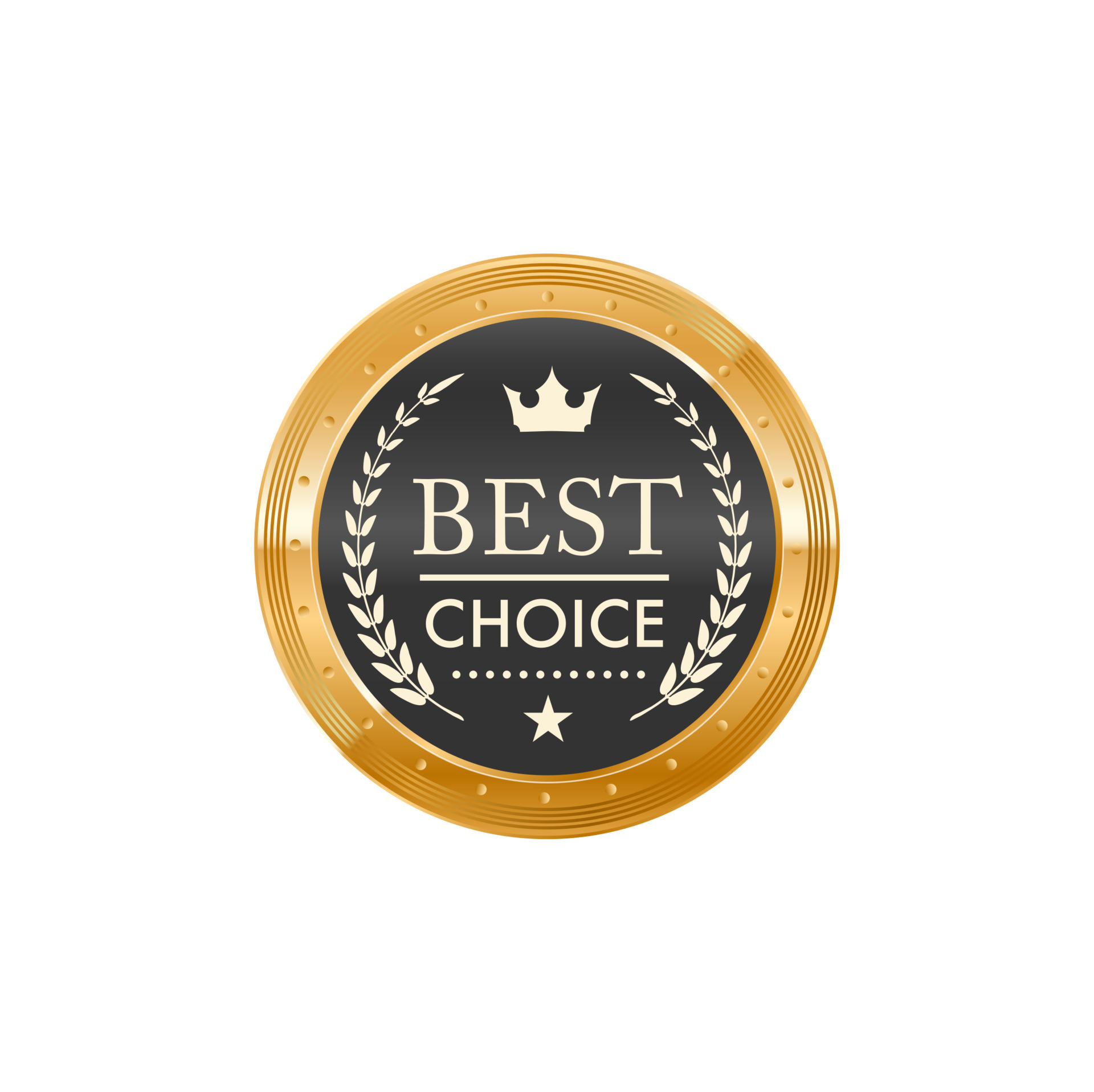Best choice golden label badge design on transparent background