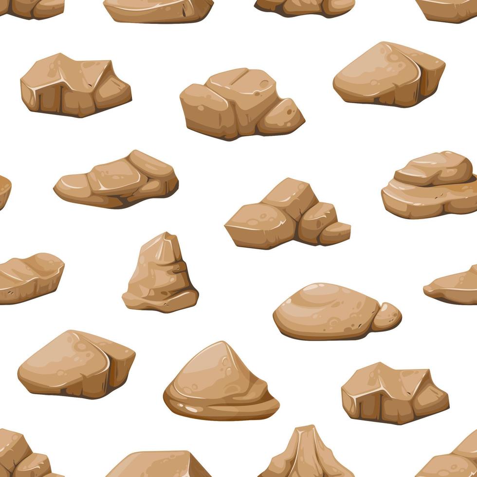 Seamless pattern of rock stones, boulders vector