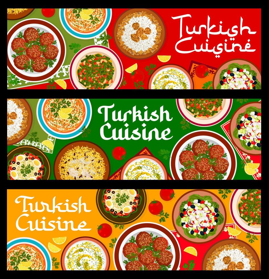 banners de vector de comida de restaurante de cocina turca