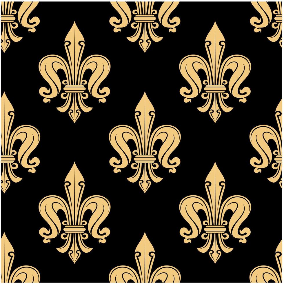 Vintage seamless golden fleur-de-lis pattern vector