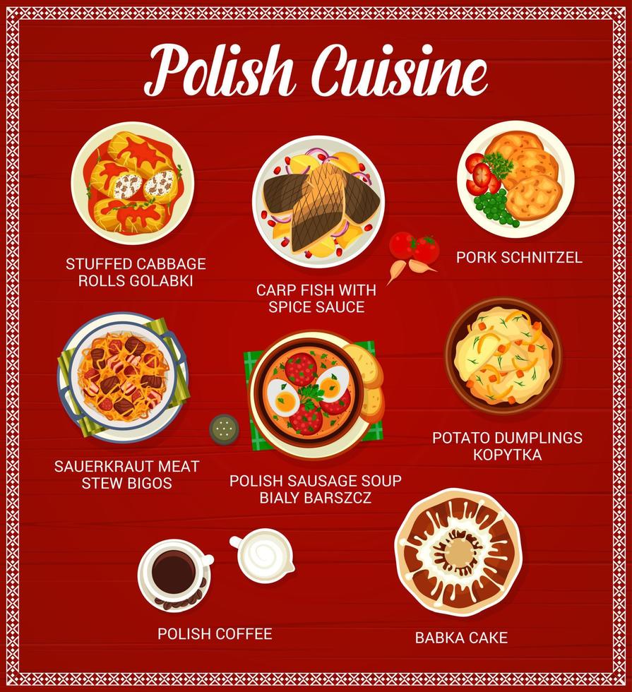 Polish cuisine menu food page vector template