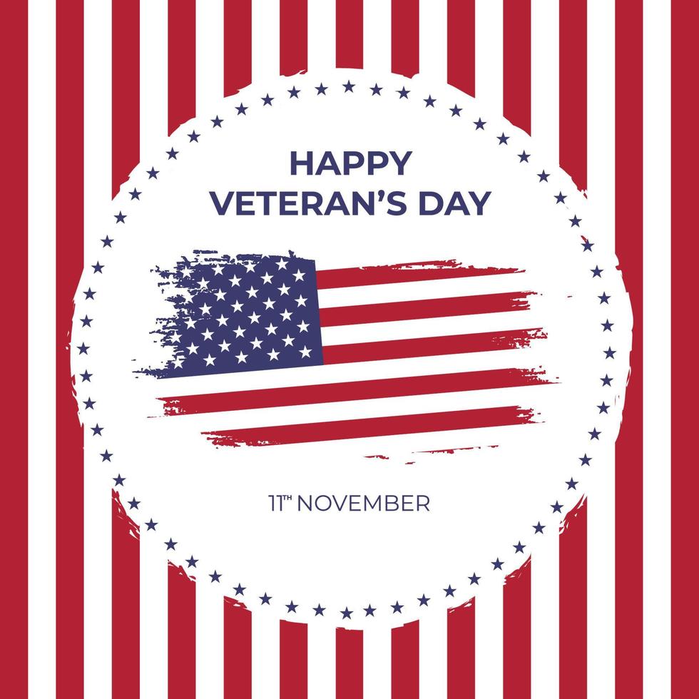 November 11th happy veterans day poster with american flag vector