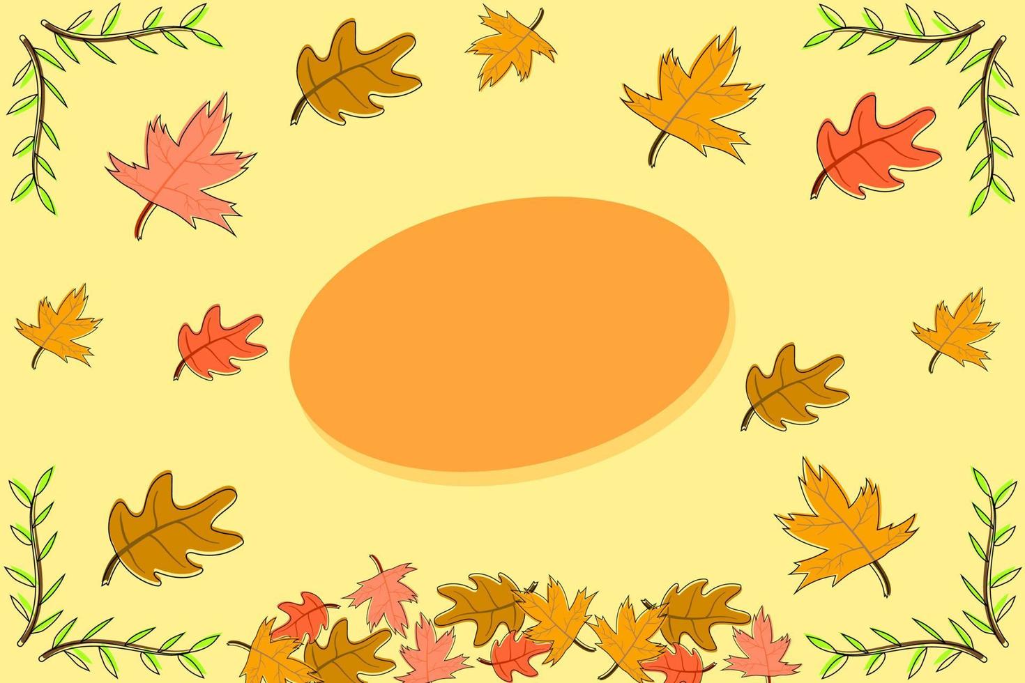 vector de fondo de tema de otoño, con firma de color de hojas de otoño con espacio en blanco