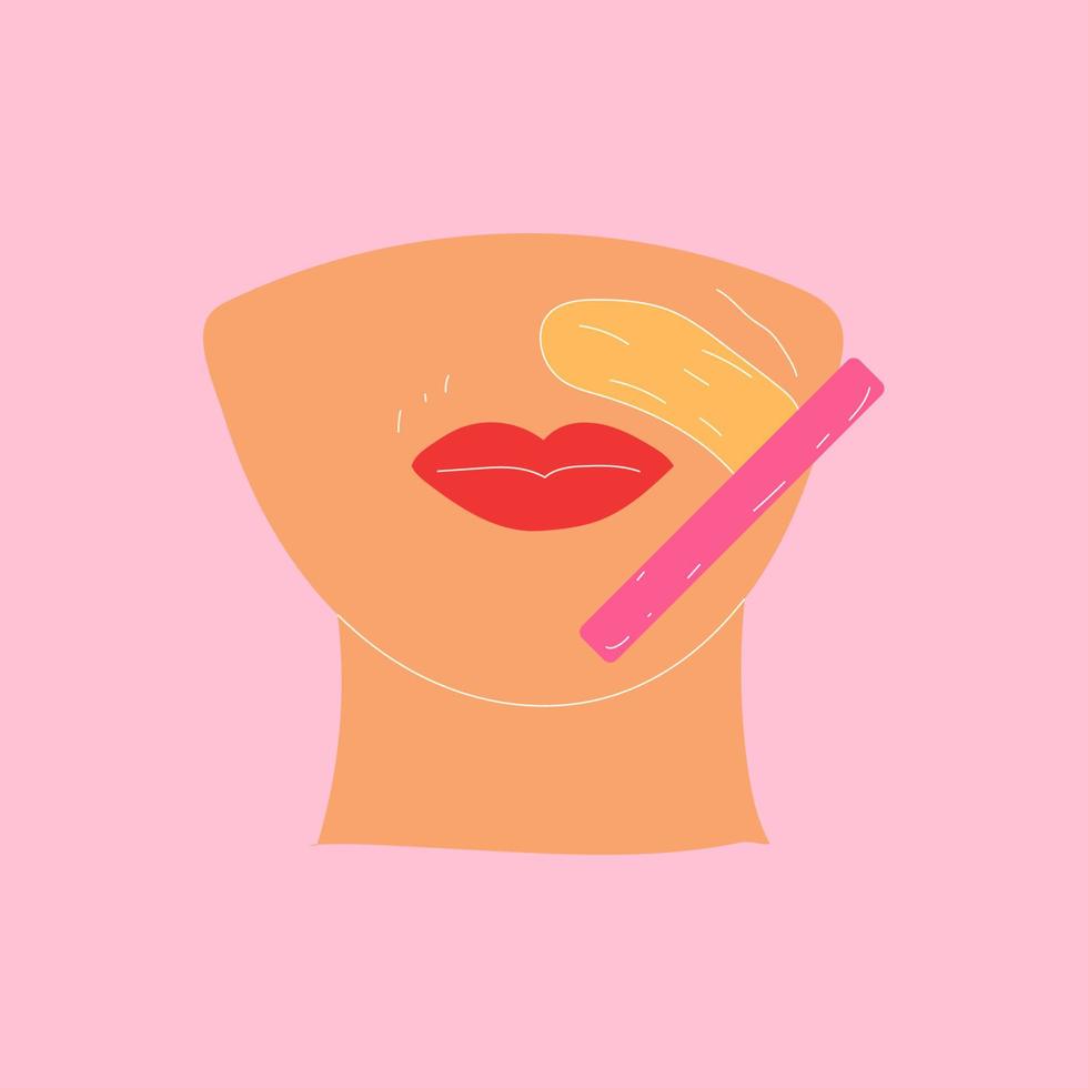 depilación del cabello, depilación con azúcar. depilación superior del labio. icono. vector en estilo de dibujos animados. todos los elementos están aislados.