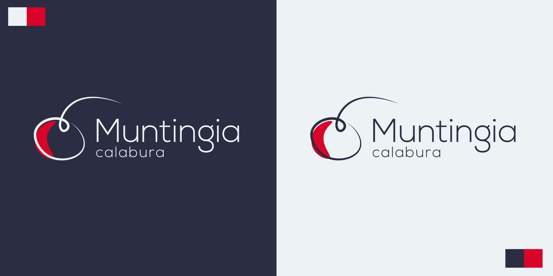 Cherry Logo Outline. Muntingia Calabura simple logo design vector