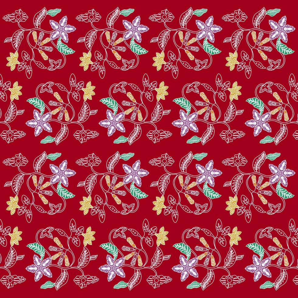 ornamento de fondo abstracto. motivos batik indonesios con patrones de plantas muy característicos vector