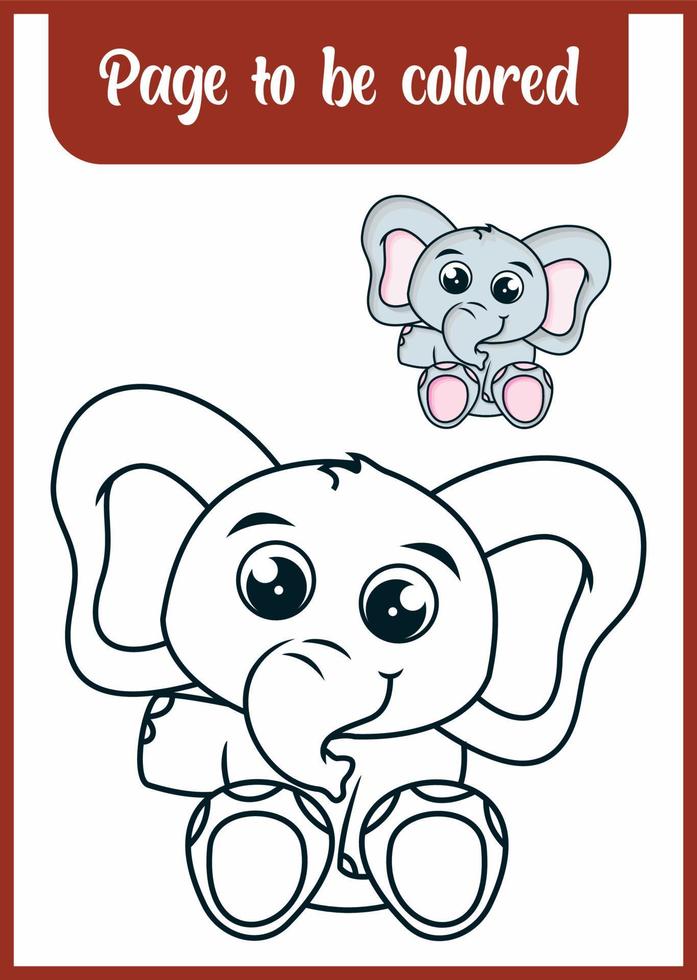 coloring book for kid, cute elephant vector