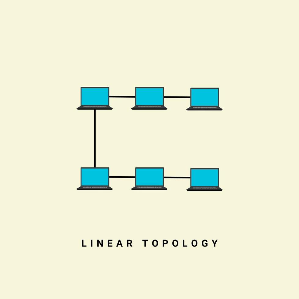 Limear topology network vector illustration, in computer network technology concept