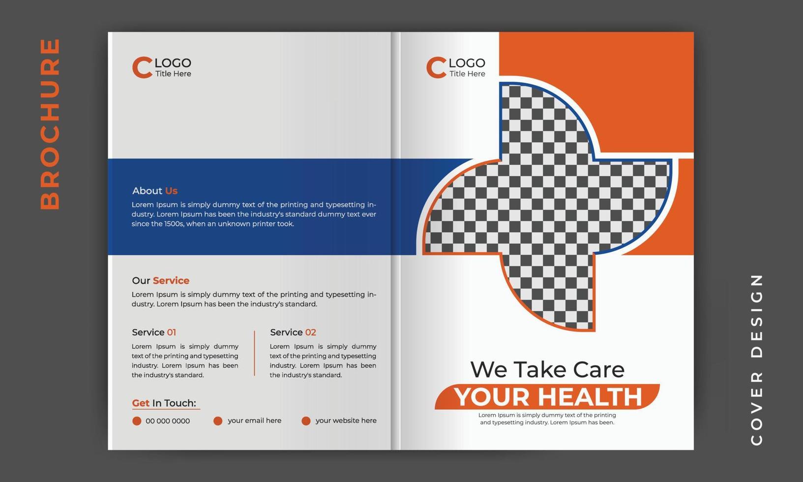 diseño de portada de folleto comercial plegable médico de atención médica o diseño de plantilla de perfil de empresa vector