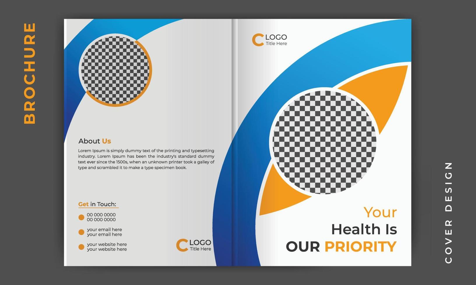 Healthcare medical bifold business brochure cover design or company profile template layout vector