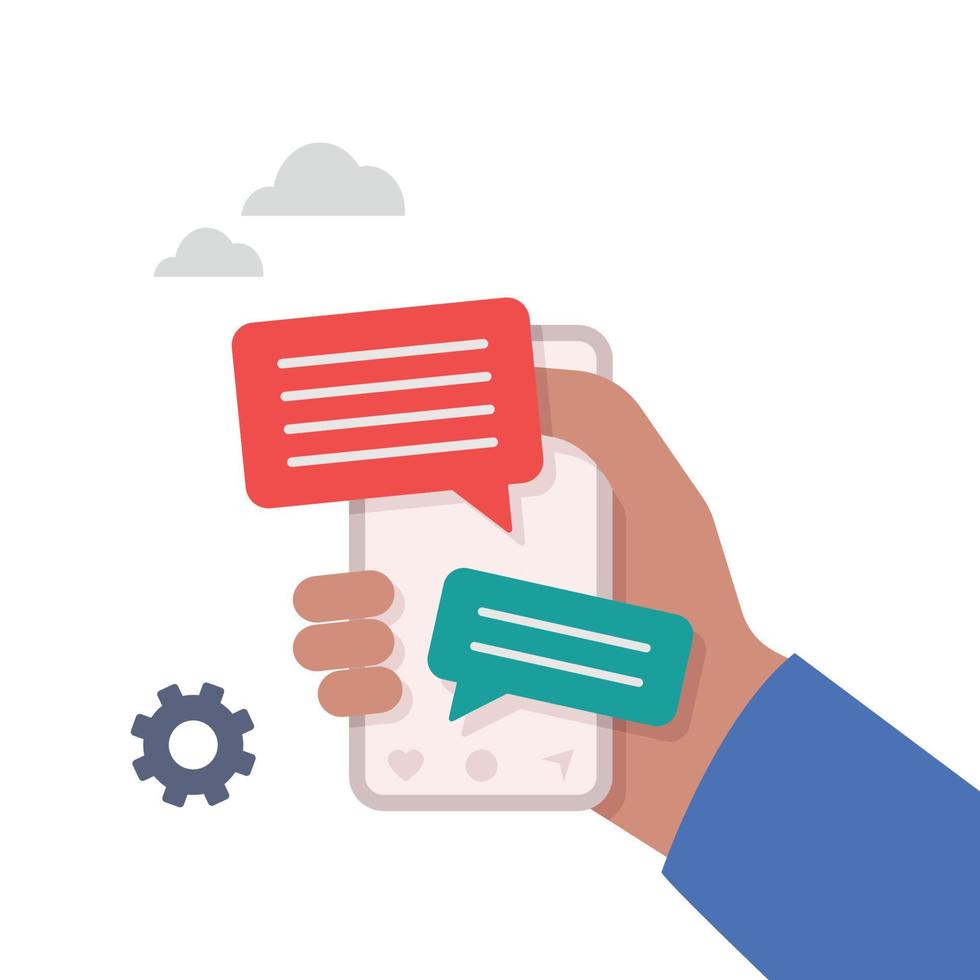 Chat bubble dialogue, messenger online chatting support concept illustration. vector