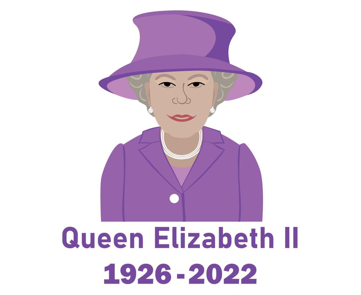 Queen Elizabeth Suit 1926 2022 Face Purple Orange British United Kingdom National Europe Country Vector Illustration Abstract Design