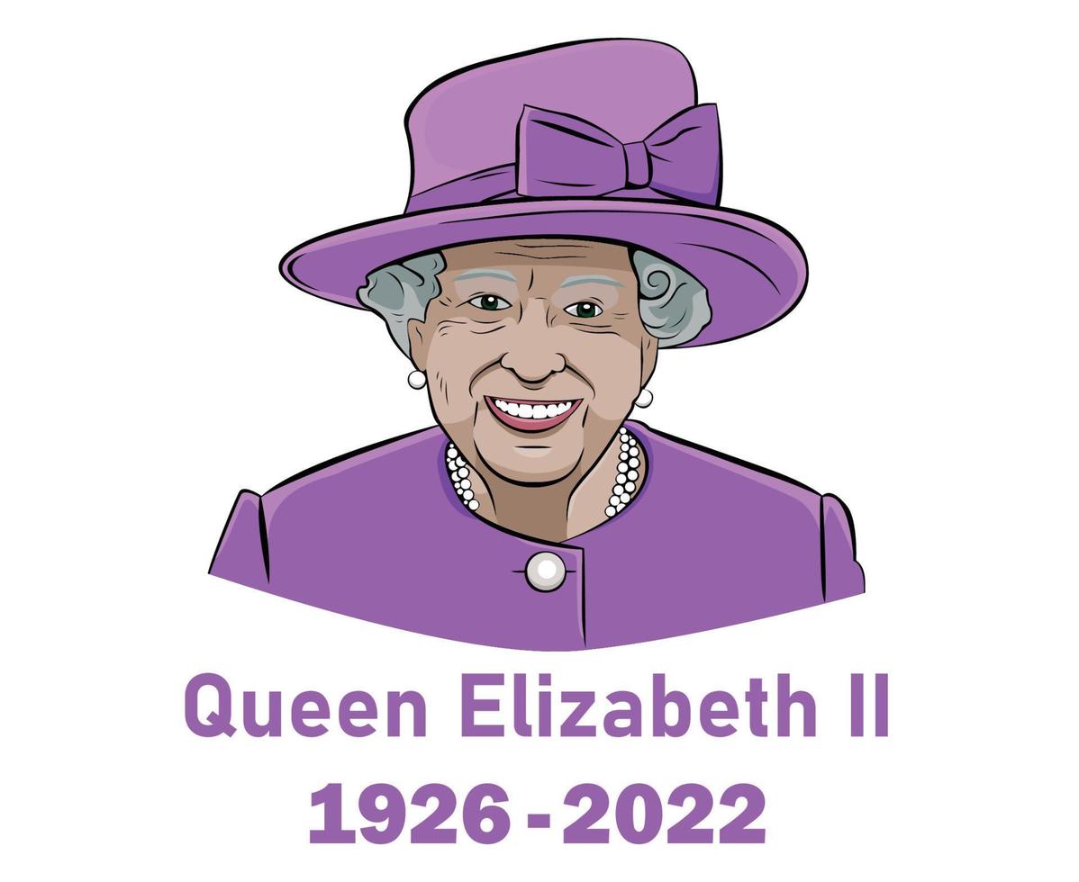 Queen Elizabeth Suit 1926 2022 Face Purple Orange British United Kingdom National Europe Country Vector Illustration Abstract Design