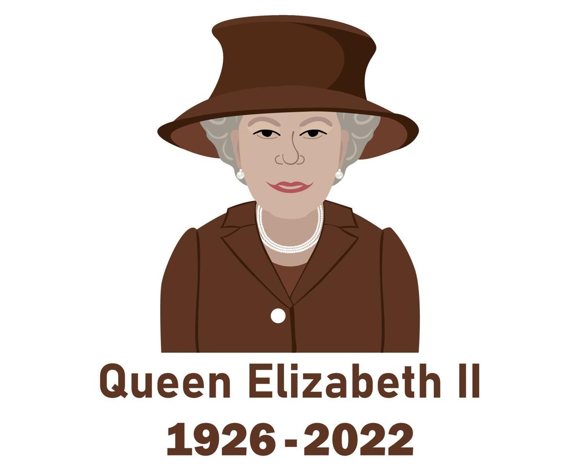 Queen Elizabeth Suit 1926 2022 Face Portrait Brown British United Kingdom National Europe Country Vector Illustration Abstract Design