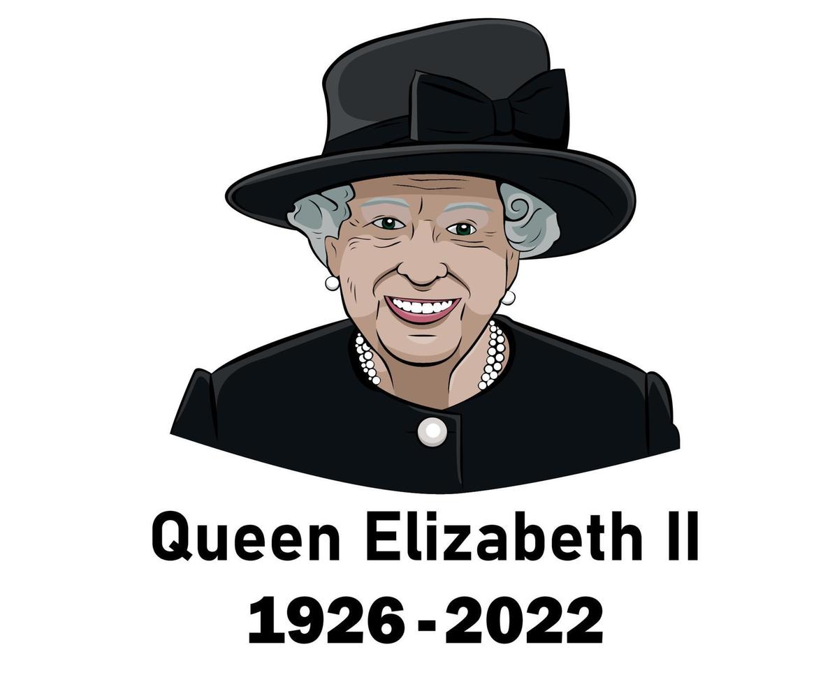 Queen Elizabeth Suit 1926 2022 Face Portrait Black British United Kingdom National Europe Country Vector Illustration Abstract Design