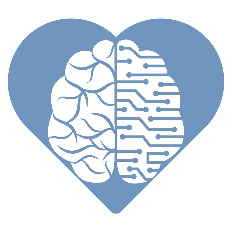 Creative brain heart shape logo design. Think idea concept. Brainstorm power thinking brain Logotype icon. vector