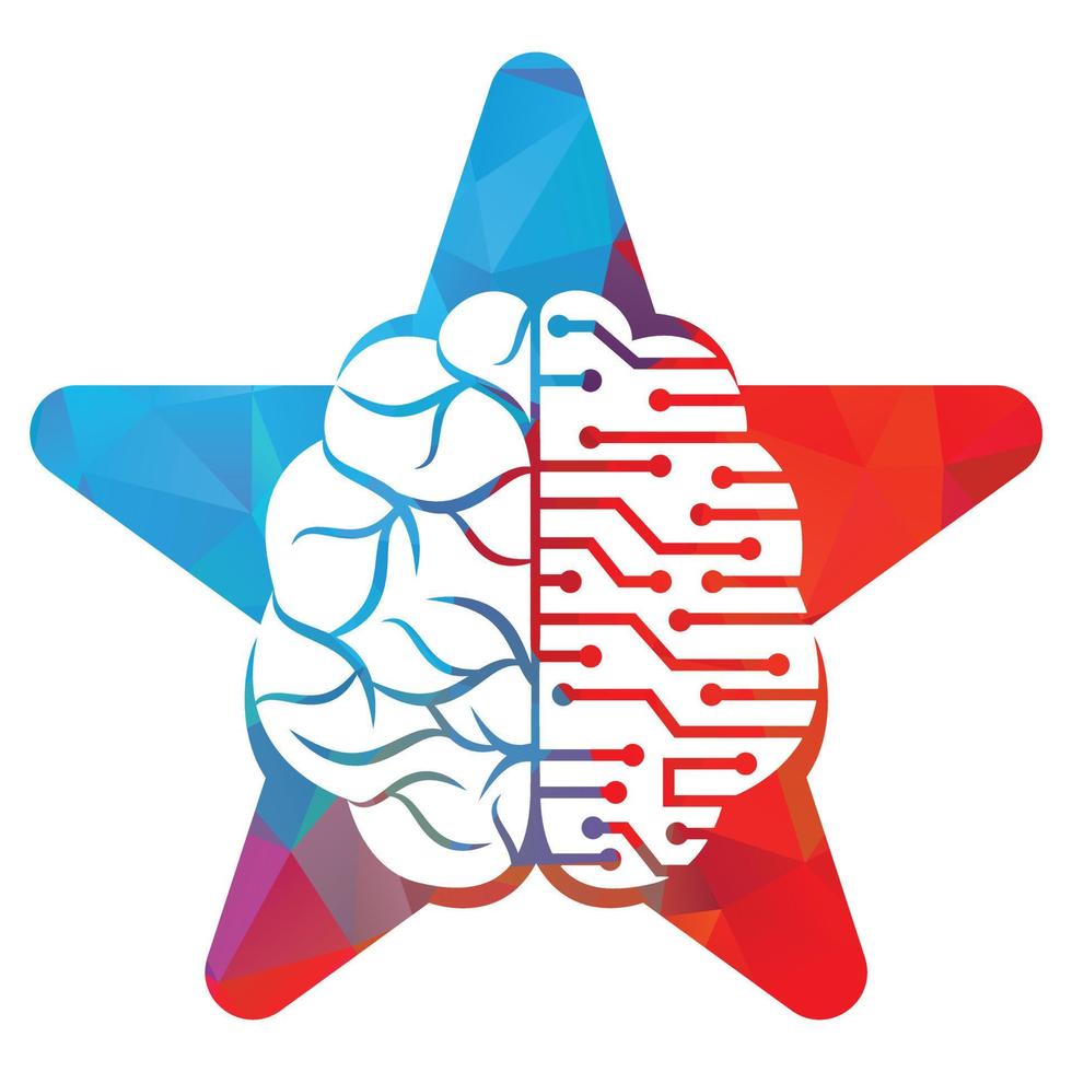 diseño creativo del logotipo en forma de estrella cerebral. pensar en el concepto de idea. Lluvia de ideas, poder, pensamiento, cerebro, logotipo, icono. vector