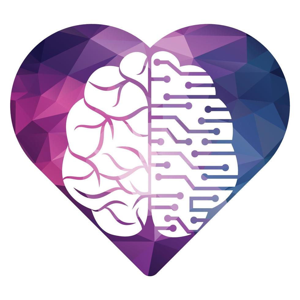 Creative brain heart shape logo design. Think idea concept. Brainstorm power thinking brain Logotype icon. vector