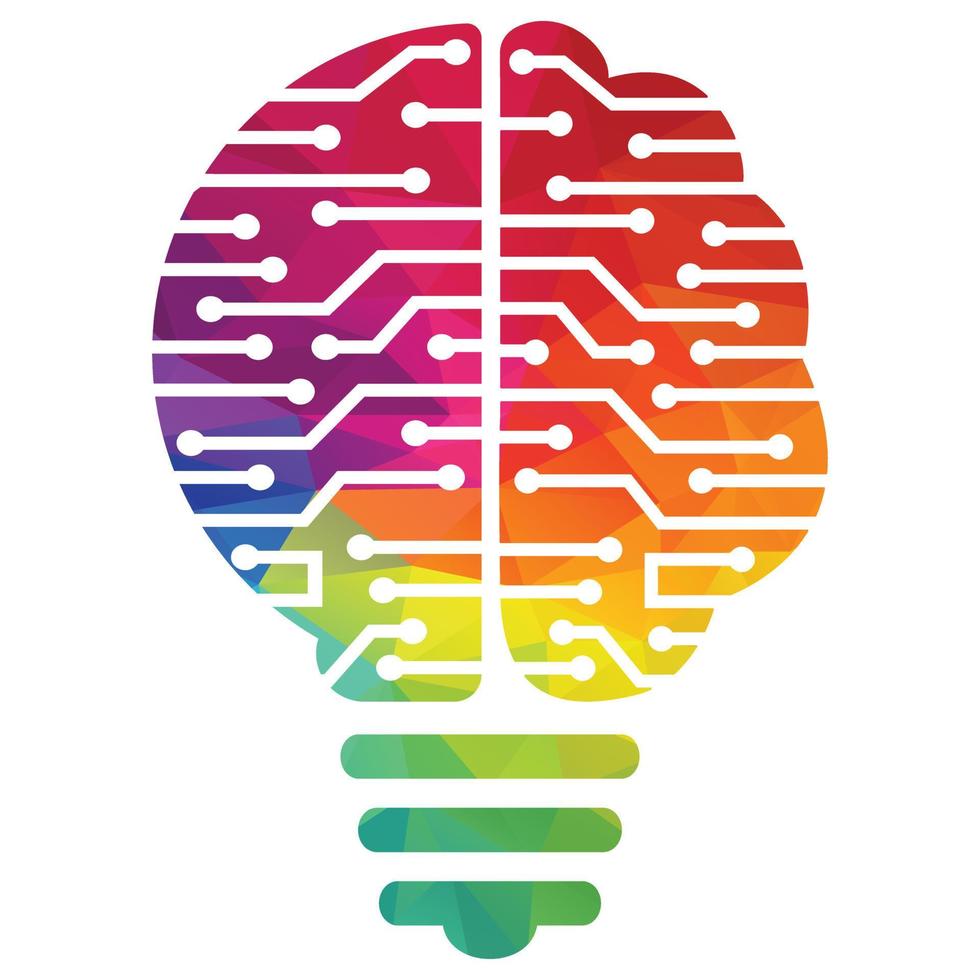 Bulb and brain logo design. Creative light bulb idea brain vector icon.