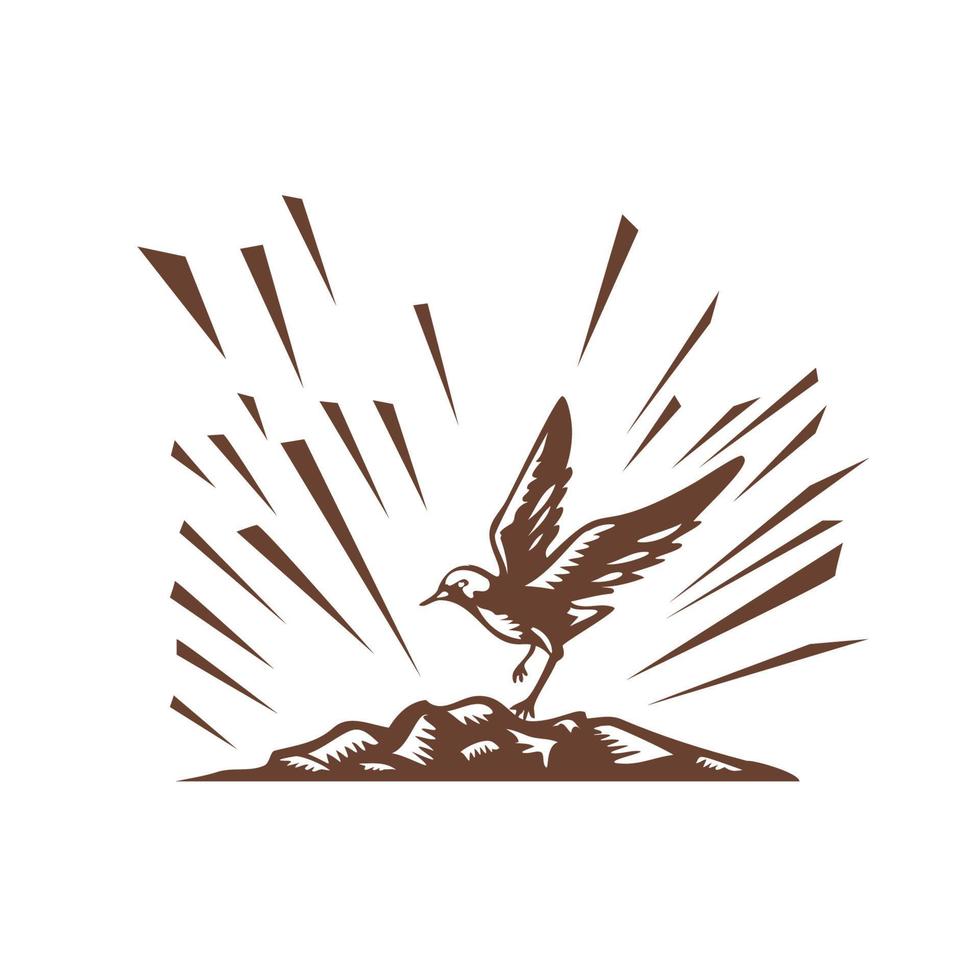 Plover Landing Island Woodcut vector